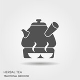 Fototapeta  - Illustration of Herbal traditional Tea. Tea Cup, Chinese teapot. Oriental, Chinese tea logo template.