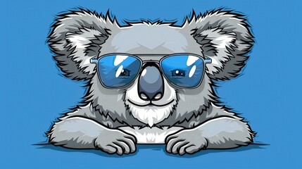 Wall Mural - a cartoon koala wearing sunglasses and a blue shirt