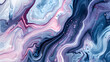 Abstract ivory and indigo marble background with swirls of liquid crimson acrylic paint top view