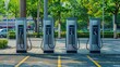 electric vehicle charging posts in charging station.generative ai