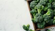 Broccoli in wooden box on white background. generative ai