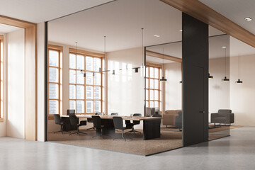 Wall Mural - White and glass office board room corner