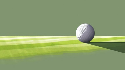 Wall Mural - A white golf ball is sitting on a green field