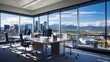 © stocksbyrs - Office spaces offering panoramic city views through expansive windows