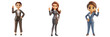 © Yash - 3d illustration of young businesswoman pointing on top with index finger isolated on transparent background, png