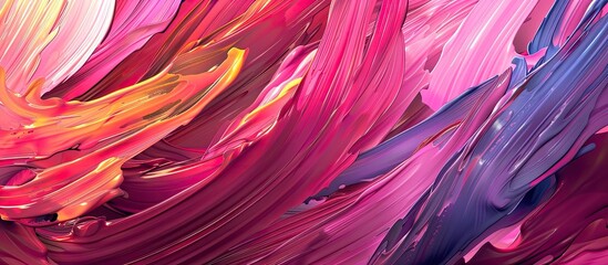 Canvas Print - An art piece featuring a close up of a colorful painting with brush strokes in shades of purple, pink, violet, magenta, creating a vibrant and dynamic pattern on silk with dye