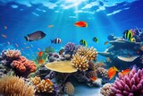 Fototapeta Tematy - A vibrant coral reef with diverse marine life ai generated