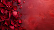 Luxuriously scattered red rose petals with artistic red paint smears on a dark, moody backdrop, summoning a sense of passion, romance, and drama