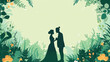 A romantic silhouette of a couple against a floral garden backdrop, evoking feelings of love and companionship