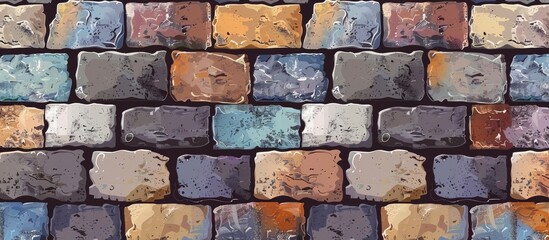 Canvas Print - A detailed shot of a rectangular brick wall showcasing the colorful patterns and symmetry of the brickwork, making it resemble a piece of art