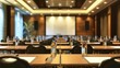 © Thanaporn - A large conference room with a projector screen and a number of empty chairs