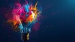 A vibrant lightbulb bursting with colorful ideas, symbolizing creative inspiration and innovation in marketing