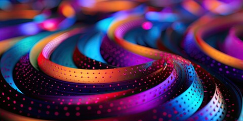 Sticker - Immerse yourself in the vibrant energy of neon lights with an abstract disk illustration, pulsating with the essence of technology.