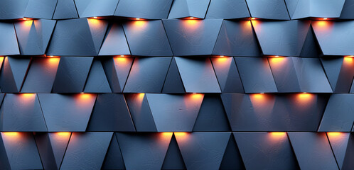 Wall Mural -   A close-up of a wall adorned with cubes on its sides and illuminated by lights
