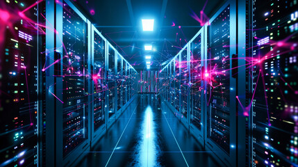 Poster - artificial intelligence and host server computers creative composition