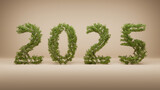 Fototapeta  - 2025 nature flyer for upcoming new year as 3D rendering