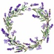 Rustic lavender wreath, watercolor style, on a white background
