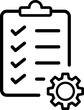 © photostory - Linear icon of checklist with gear icon as technical support sign