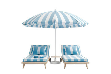 a beach umbrella and a sunbed