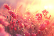 Poppy Flower Wallpaper in light pink and yellow colors