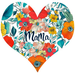 Wall Mural -  Diseño corazón relleno de flores día de la madre