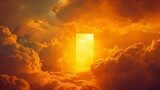 Fototapeta Londyn - the door open to the universe , center framed, yellow, clouds