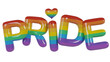 Pride month Rainbow Balloons. Pride Text 3d element.