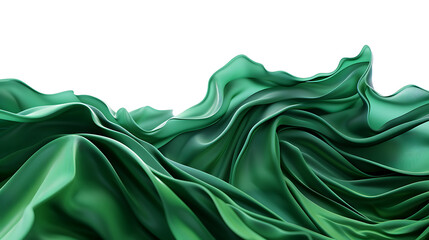 Green abstract liquid wave decorative ornament. Green wavy fabric decoration