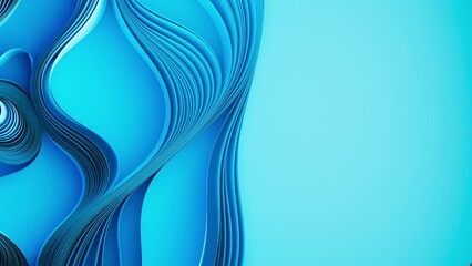 Poster - Blue layers of cloth warping. Abstract fabric twist motion. 3d render animation