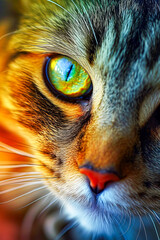 Canvas Print - Cat's eye with red nose and green and yellow centers.