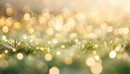 Wall Mural - green and gold abstract bokeh christmas background