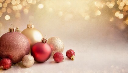 Wall Mural - red and gold christmas background frame border with balls