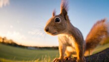 Close Up Portrait Of Curious Squirrel