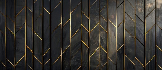 Poster - The wooden fence has a geometric pattern resembling an automotive tire. Metal accents add a touch of elegance to the facade, surrounded by grass and twigs in the darkness
