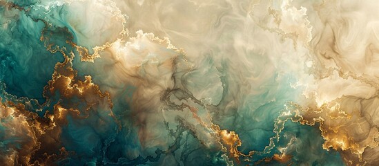 Wall Mural - abstract background beige and teal with brown swirls
