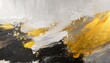 abstract and minimalist oil painting background with copy space black white and golden oil paint smears old classic and modern style