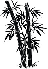 Naklejka na meble Bamboo silhouette on white background, Black bamboo stems Vector illustration