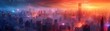 Cybernetic desert city, glowing, dusk, hightech arid urbanity , vibrant color