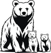 Mother bear with cubs, bear family vector illustration