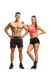 © Ljupco Smokovski - Full length portrait of a fit strong man and woman in sport clothes isolated on white background