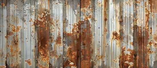Poster - A close up of a weathered metal wall resembling the bark of a tree trunk. The rusty surface has a unique pattern similar to hardwood flooring