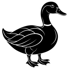 duck isolated on white, black duck silhouette vector illustration,icon,svg,pet,duck characters,Holiday t shirt,Hand drawn trendy Vector illustration,duck on black background