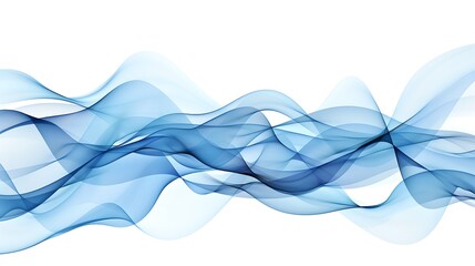 Wall Mural - elegant abstract blue waves on white background. digital art illustration infuses serenity. perfect 