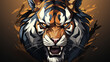A fierce and powerful cartoon tiger logo icon with sharp, intense eyes.