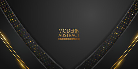 Poster - Abstract background with glitter and golden lines glowing dots golden combinations.