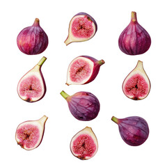 Canvas Print - A close up of a bunch of figs on a transparent background