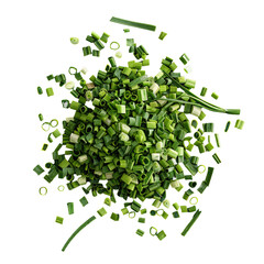 Chopped green onions on transparent background