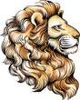 Lion head illustration, Side face