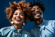 © ShadowHero - Chic African Teen Couple with Distinctive Hairstyles and Smiling Faces
