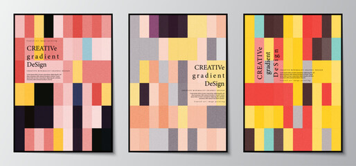 Fototapete - pixels mosaic pattern gradient colorful abstract background set. pastel color graphic design for cov